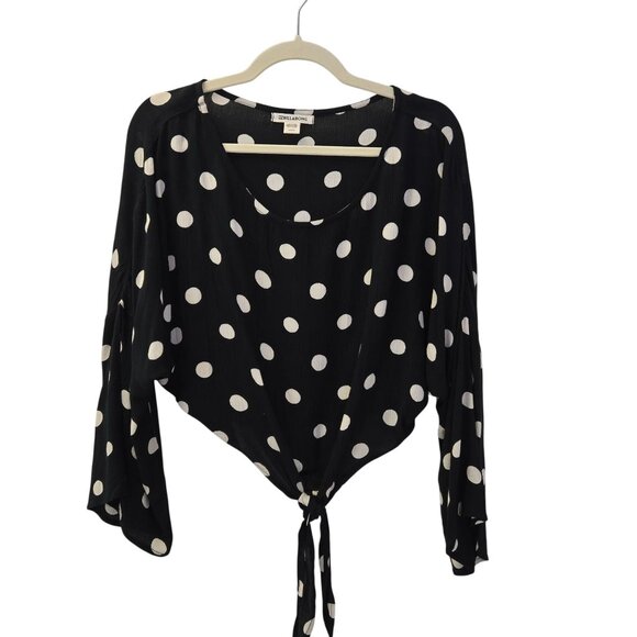 Billabong Gauzy Polka Dot Dolman Bell Sleeve Tie Waist Top Size Small - Picture 1 of 4